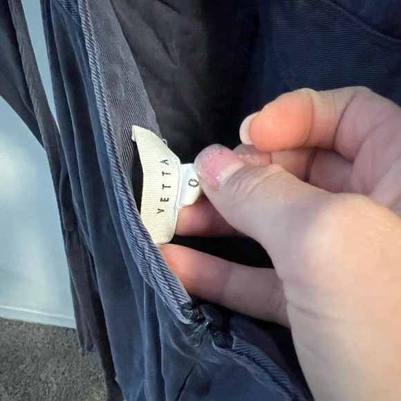 VETTA ✨ Jumpsuit super soft wide leg apron top tie back pockets navy blue | Sz 0 - Picture 4 of 7